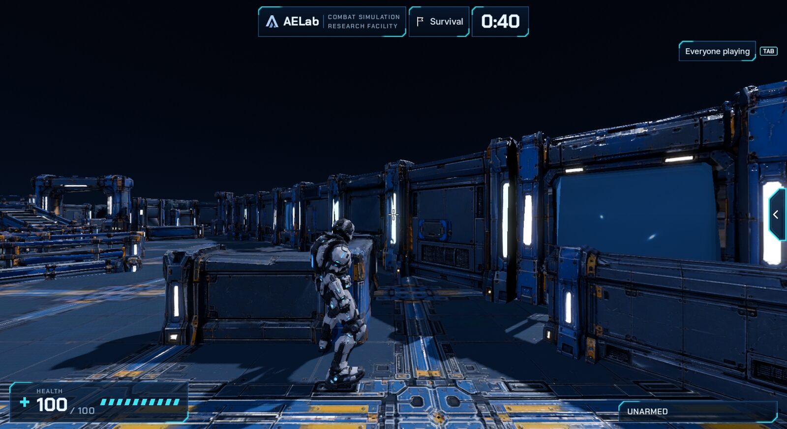 A Survival round in Data Core Alpha, with forty seconds left on the clock
